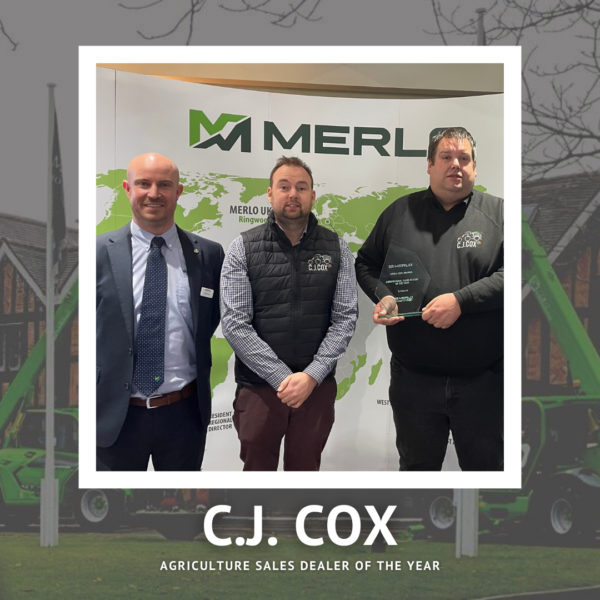 C.J. Cox, winners of Merlo UK's Agriculture Sales Dealer of the Year
